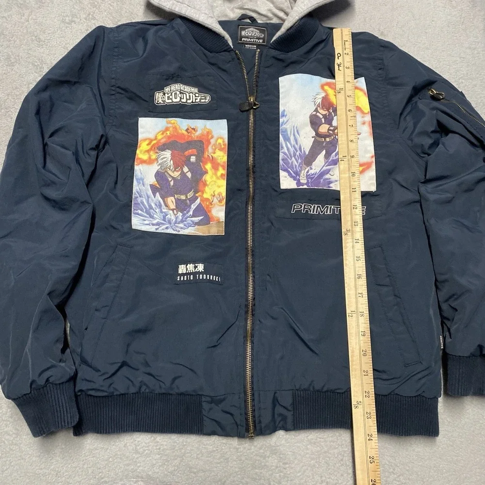 Primitive x My Hero Academia Jacket Mens Medium Hooded Zip Bomber Shoto Todoroki
